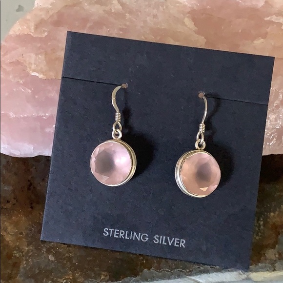 Sterling Pink Round Earrings - Picture 1 of 4